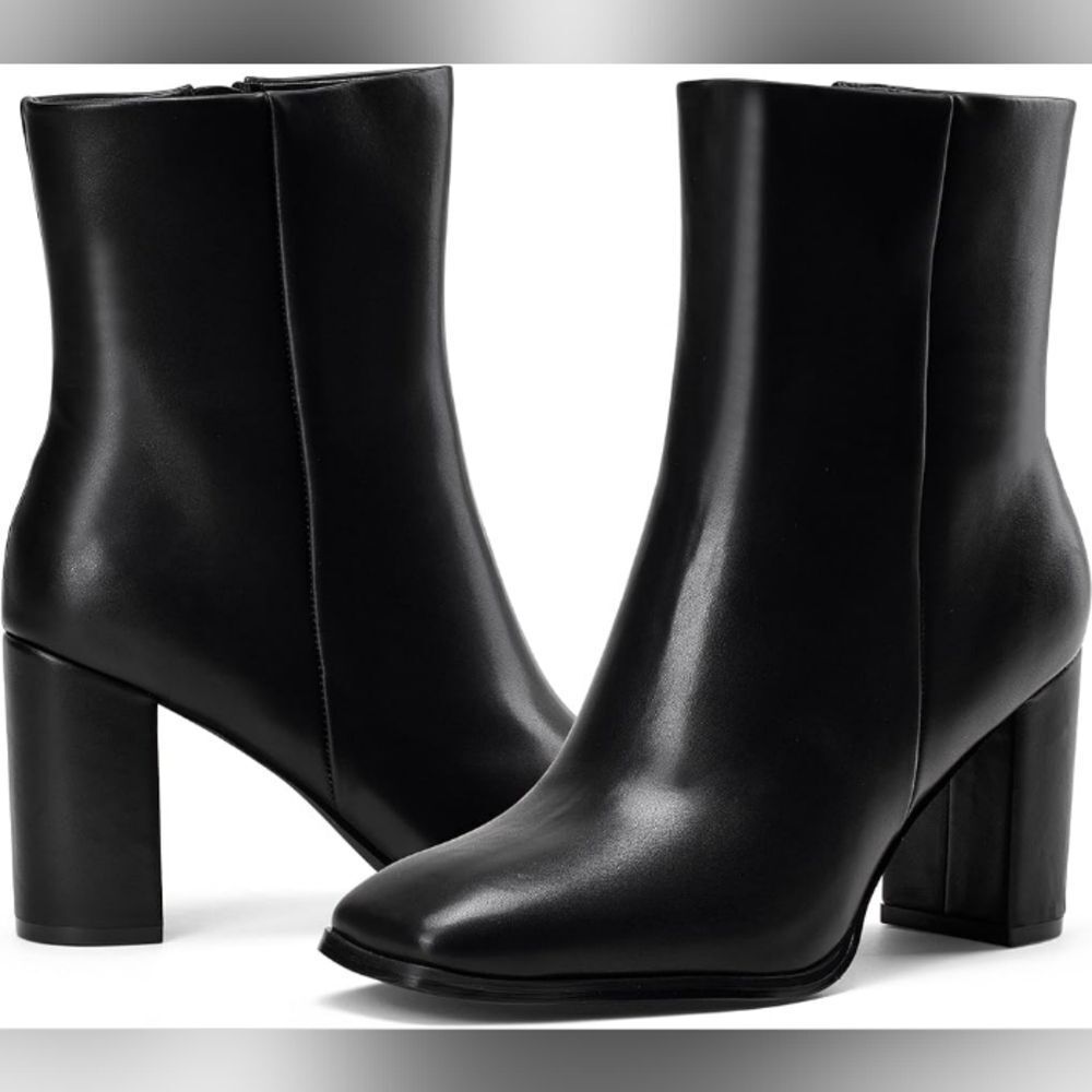 (W-4220) GENSHUO Square Toe Ankle Boots for Women Sz 8